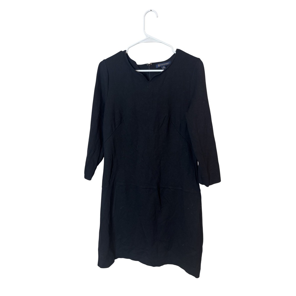 Brooks Brothers Dress Womens 8 Black Knit 3/4 Sleeve Sheath Knee Length Workwear